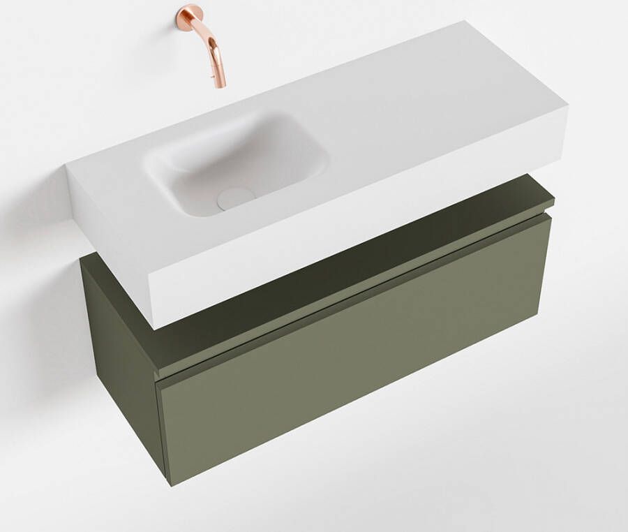 Mondiaz ANDOR Toiletmeubel 80x30x30cm met 0 kraangaten 1 lades army mat Wastafel Lex links Solid Surface Wit FK75343231