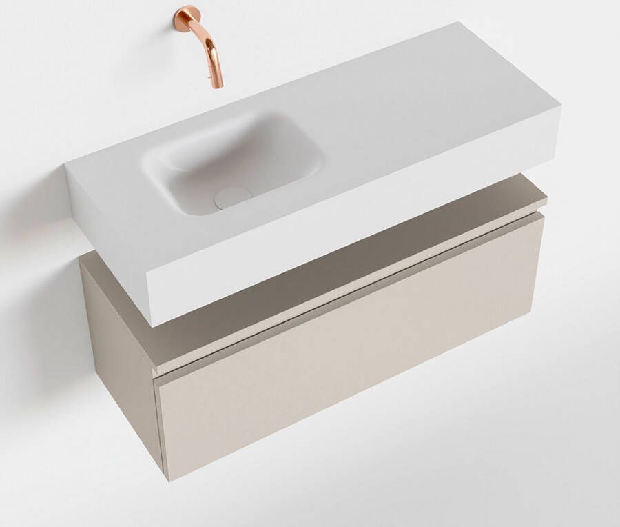 Mondiaz ANDOR Toiletmeubel 80x30x30cm met 0 kraangaten 1 lades linen mat Wastafel Lex links Solid Surface Wit FK75343318
