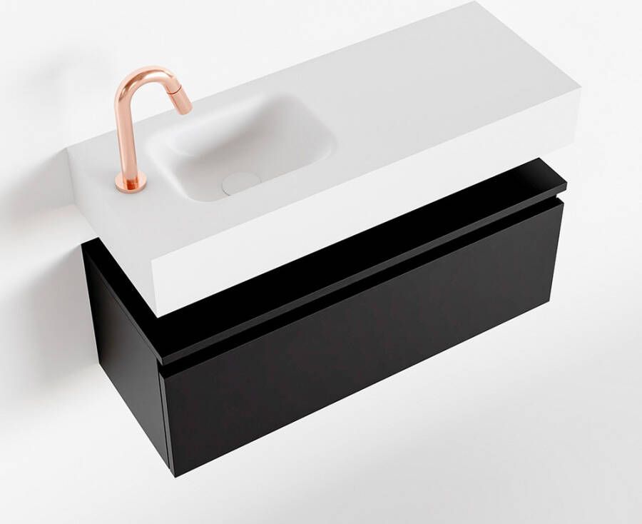 Mondiaz ANDOR Toiletmeubel 80x30x30cm met 1 kraangaten 1 lades urban mat Wastafel Lex links Solid Surface Wit FK75343143