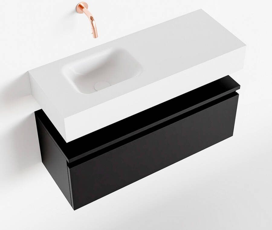 Mondiaz ANDOR Toiletmeubel 80x30x30cm met 0 kraangaten 1 lades urban mat Wastafel Lex links Solid Surface Wit FK75343144