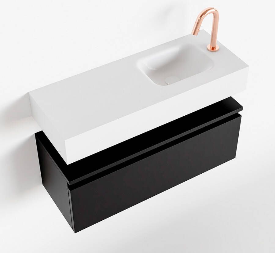 Mondiaz ANDOR Toiletmeubel 80x30x30cm met 1 kraangaten 1 lades urban mat Wastafel Lex rechts Solid Surface Wit FK75343145