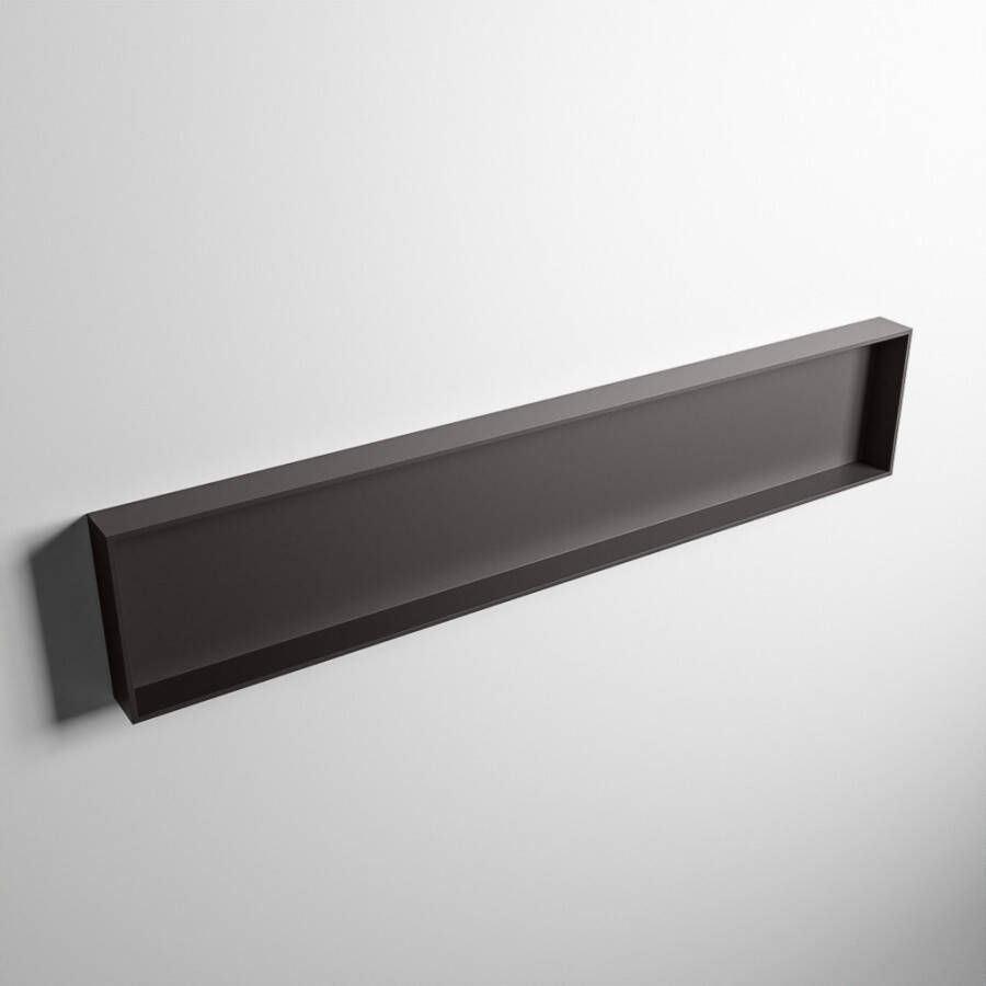 Mondiaz Easy nis 29.5x149.5x8cm voor Inbouw opbouw 1 open vak Solid surface DarkGrey DarkGrey M80027DarkGrey DarkGrey