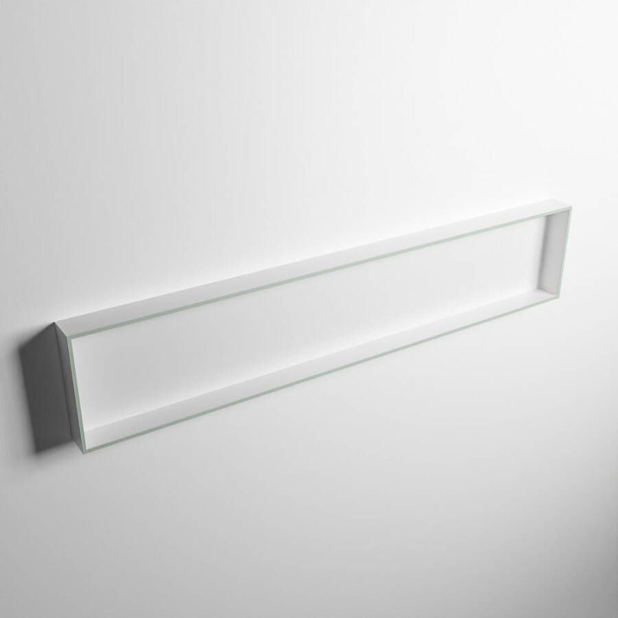 Mondiaz Easy nis 29.5x149.5x8cm voor Inbouw opbouw 1 open vak Solid surface Talc Greey M80027Greey Talc