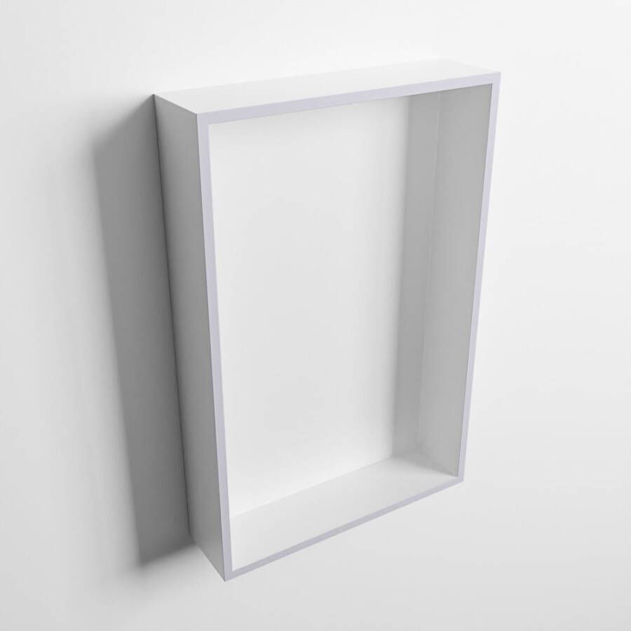 Mondiaz Easy nis 29.5x44.5x8cm voor Inbouw opbouw 1 open vak Solid surface Talc Cale M80015Cale Talc