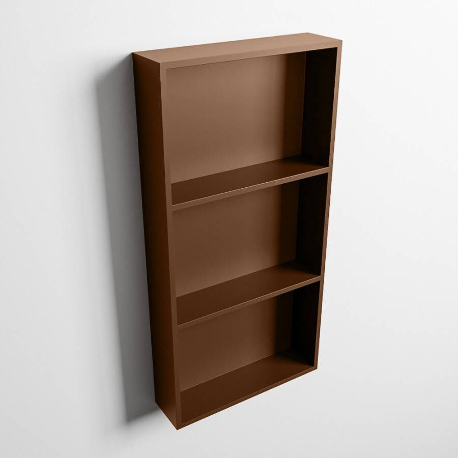 Mondiaz Easy nis 29.5x59.5x8cm voor Inbouw opbouw 3 open vakken Solid surface Rust Rust M80035Rust Rust