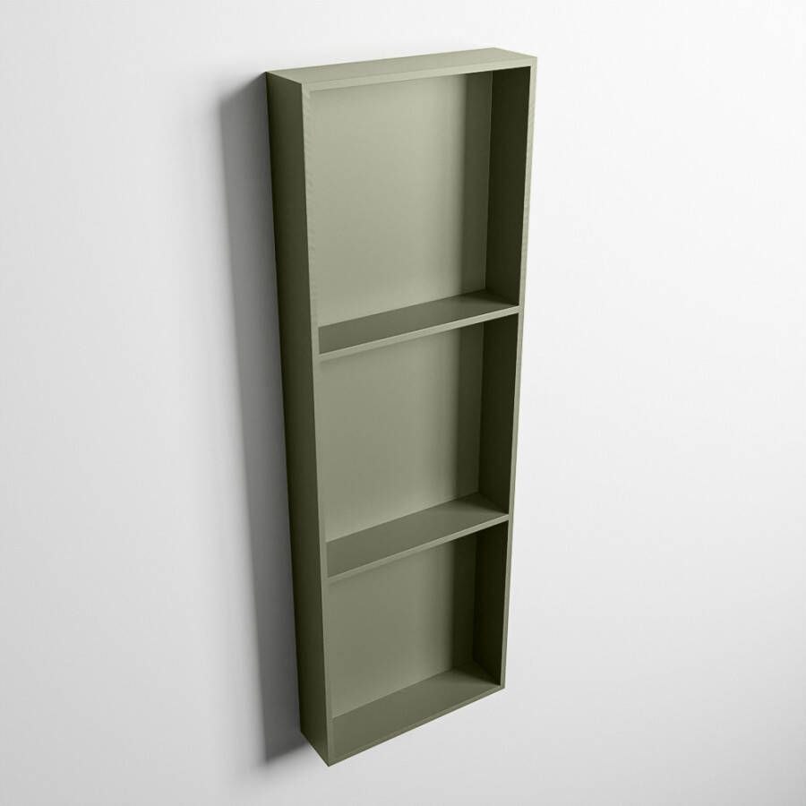 Mondiaz Easy nis 29.5x89.5x8cm voor Inbouw opbouw 3 open vakken Solid surface Army Army M80044Army Army