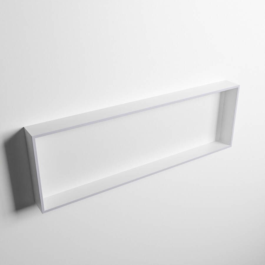 Mondiaz Easy nis 29.5x89.5x8cm voor Inbouw opbouw 1 open vak Solid surface Talc Cale M80023Cale Talc