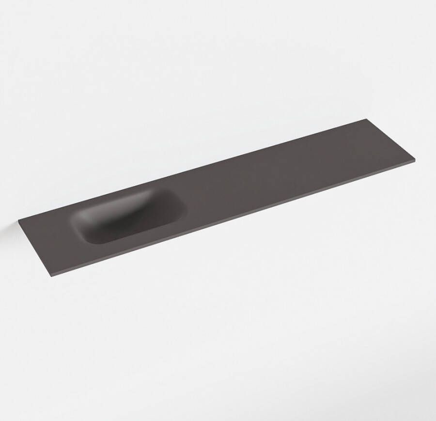 Mondiaz EDEN Dark_grey solid surface inleg wastafel voor toiletmeubel 100cm. Positie wasbak links