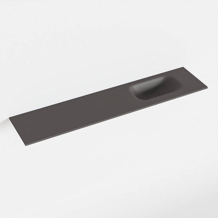 Mondiaz EDEN Dark_grey solid surface inleg wastafel voor toiletmeubel 100cm. Positie wasbak rechts