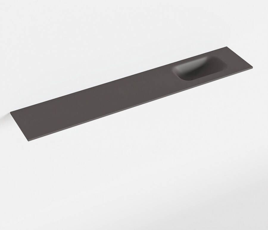Mondiaz EDEN Dark_grey solid surface inleg wastafel voor toiletmeubel 120cm. Positie wasbak rechts