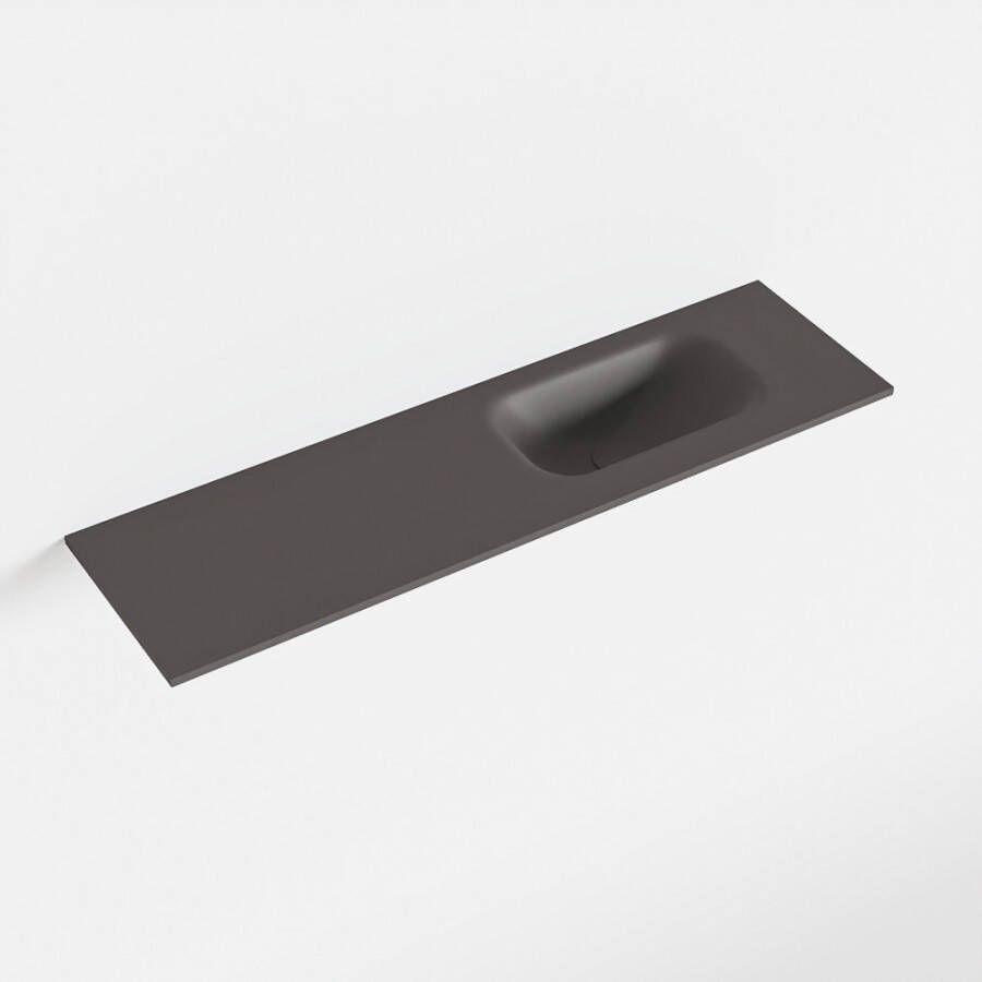 Mondiaz EDEN Dark_grey solid surface inleg wastafel voor toiletmeubel 80cm. Positie wasbak rechts