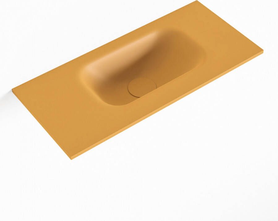 Mondiaz EDEN Ocher solid surface inleg wastafel voor toiletmeubel 50cm. Positie wasbak rechts