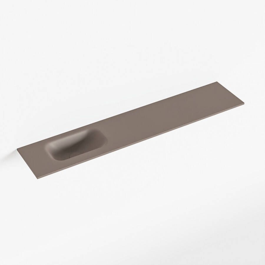 Mondiaz EDEN Smoke solid surface inleg wastafel voor toiletmeubel 110cm. Positie wasbak links