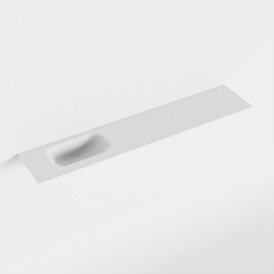 Mondiaz EDEN Talc solid surface inleg wastafel voor toiletmeubel 110cm. Positie wasbak links