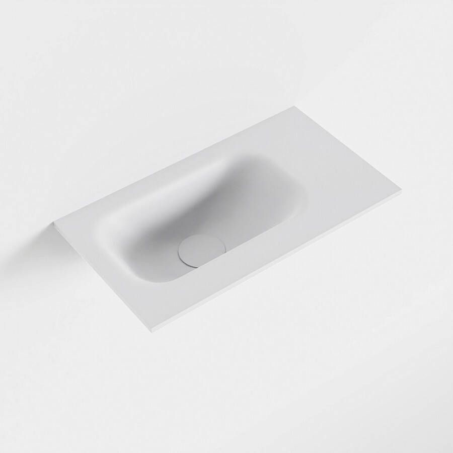 Mondiaz EDEN Talc solid surface inleg wastafel voor toiletmeubel 40cm. Positie wasbak links