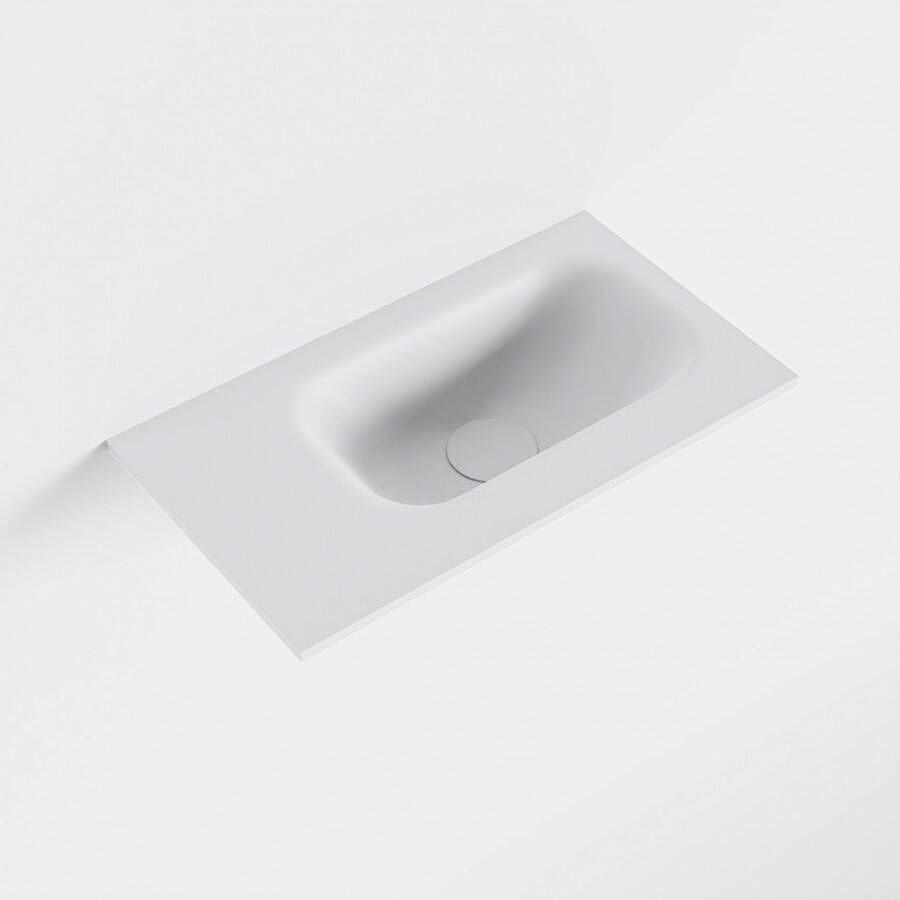 Mondiaz EDEN Talc solid surface inleg wastafel voor toiletmeubel 40cm. Positie wasbak rechts