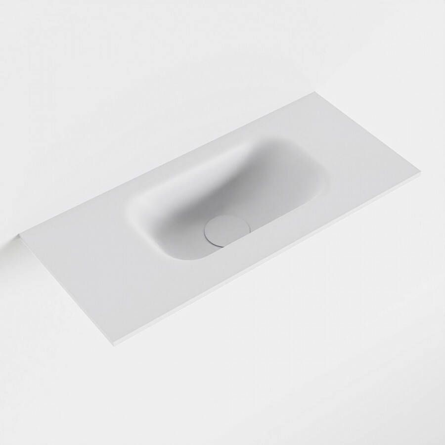Mondiaz EDEN Talc solid surface inleg wastafel voor toiletmeubel 50cm. Positie wasbak rechts