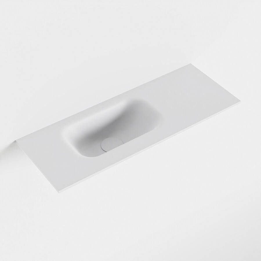Mondiaz EDEN Talc solid surface inleg wastafel voor toiletmeubel 60cm. Positie wasbak links