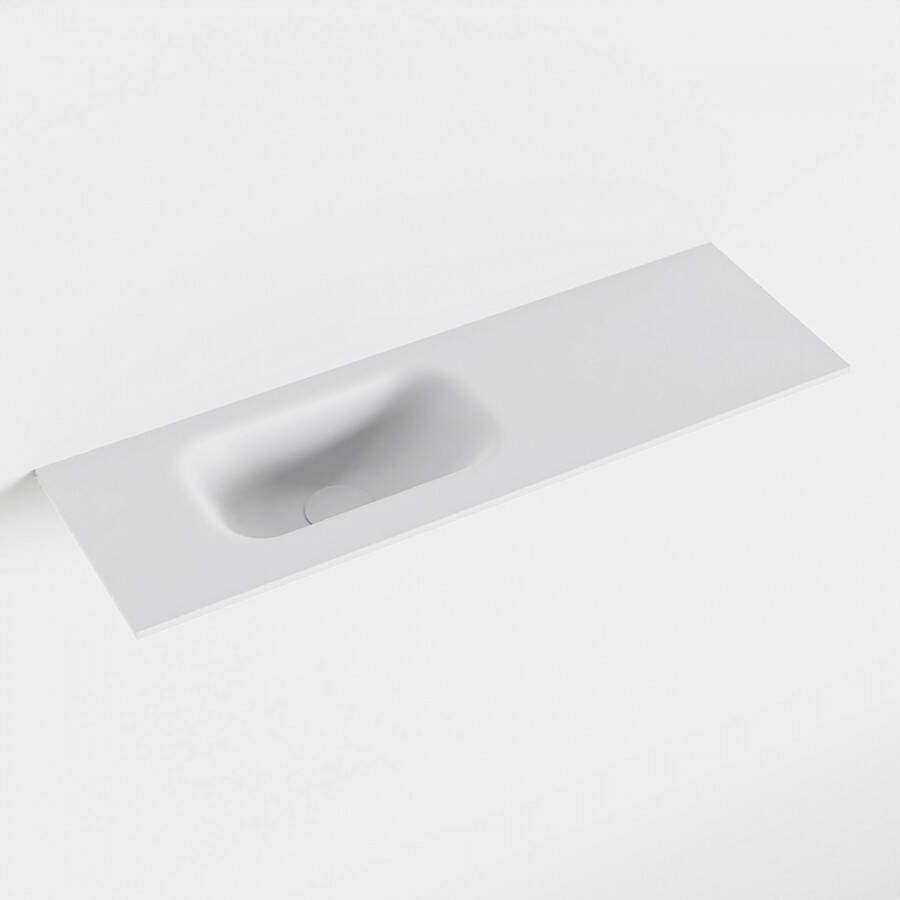 Mondiaz EDEN Talc solid surface inleg wastafel voor toiletmeubel 70cm. Positie wasbak links