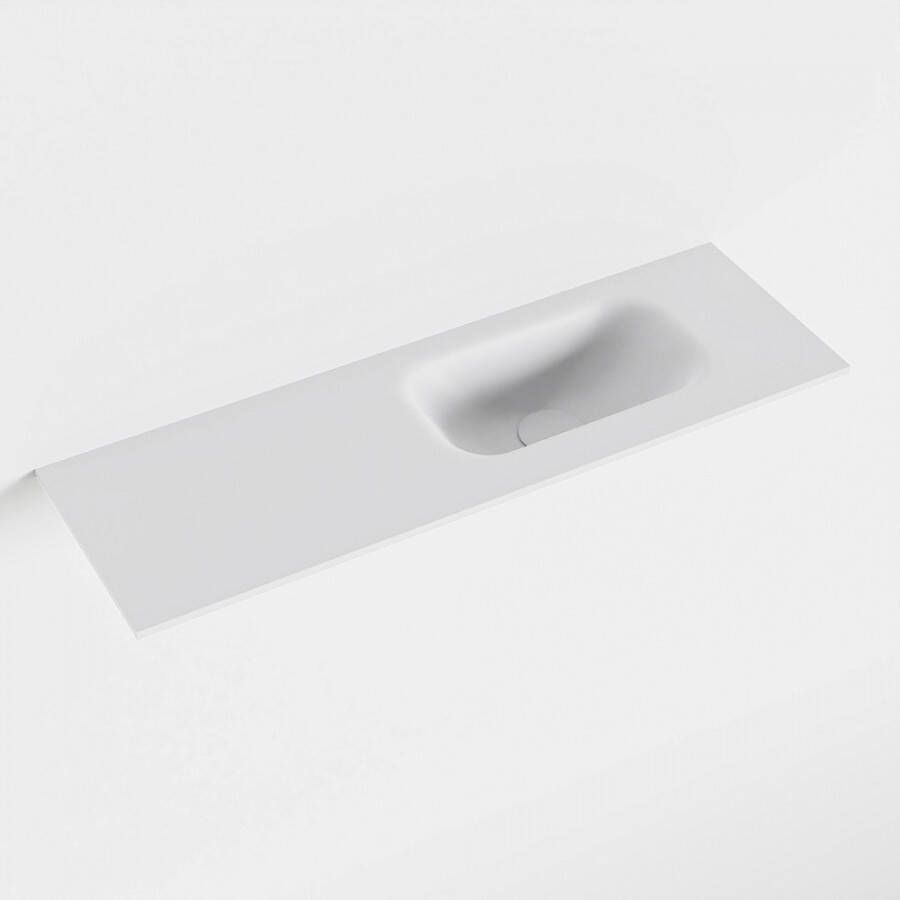 Mondiaz EDEN Talc solid surface inleg wastafel voor toiletmeubel 70cm. Positie wasbak rechts