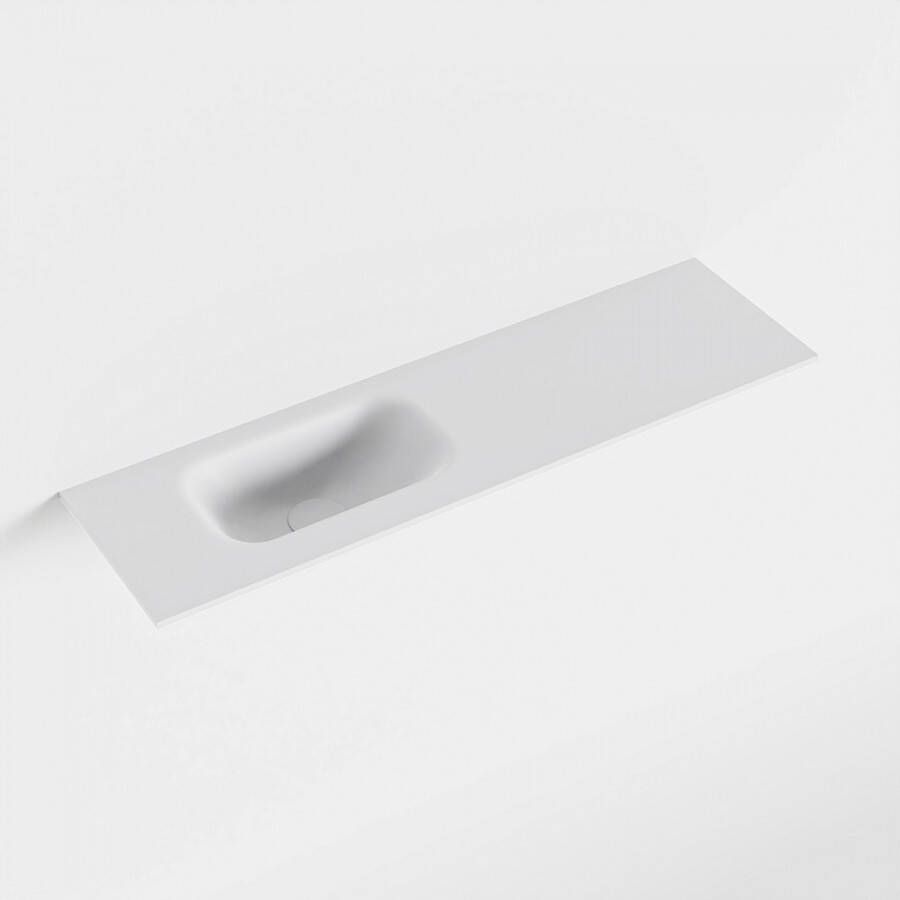 Mondiaz EDEN Talc solid surface inleg wastafel voor toiletmeubel 80cm. Positie wasbak links