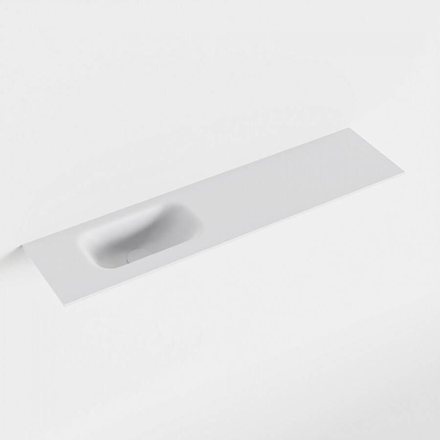Mondiaz EDEN Talc solid surface inleg wastafel voor toiletmeubel 90cm. Positie wasbak links