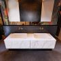 Mondiaz ERIN 150cm badmeubelset onderkast kleur carrara met 2 lades Wastafel RIDGE dubbel zonder kraangaten kleur Talc ERIN10739 - Thumbnail 1
