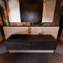 Mondiaz ERIN 150cm badmeubelset onderkast kleur Dark brown met 2 lades Wastafel RIDGE links 1 kraangat kleur Dark grey ERIN12100 - Thumbnail 1