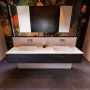 Mondiaz ERIN 200cm badmeubelset onderkast kleur Dark brown met 2 lades Wastafel RIDGE dubbel zonder kraangaten kleur Urban ERIN11357 - Thumbnail 1