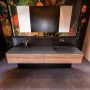 Mondiaz Badkamermeubelset Erin 200 cm met 2 Lades met RIDGE Wastafel Rechts Urban Zonder Kraangaten Greeploos Mat Washed Oak - Thumbnail 1