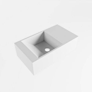 Mondiaz TYNE Fonteinset 40x23x12cm wasbak links 0 kraangaten solid surface Talc mat M20115