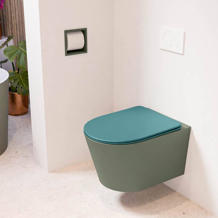Mondiaz LAVIE hangend toilet single fire rimless diepspoel Army Toiletzitting met quick-release & softclose Smag