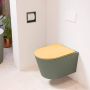 Mondiaz LAVIE wandclosetpack 36x53cm diepspoel rimless Army (groen) softclose quick-release toiletzitting Ocher (geel) LAVIEsetArmOch - Thumbnail 1