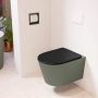 Mondiaz LAVIE wandclosetpack 36x53cm diepspoel rimless Army (groen) softclose quick-release toiletzitting Urban (zwart) LAVIEsetArmUrb - Thumbnail 1