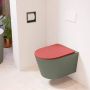 Mondiaz LAVIE wandclosetpack 36x53cm diepspoel rimless Army (groen) softclose quick-release toiletzitting Fire (rood) LAVIEsetArmFir - Thumbnail 1