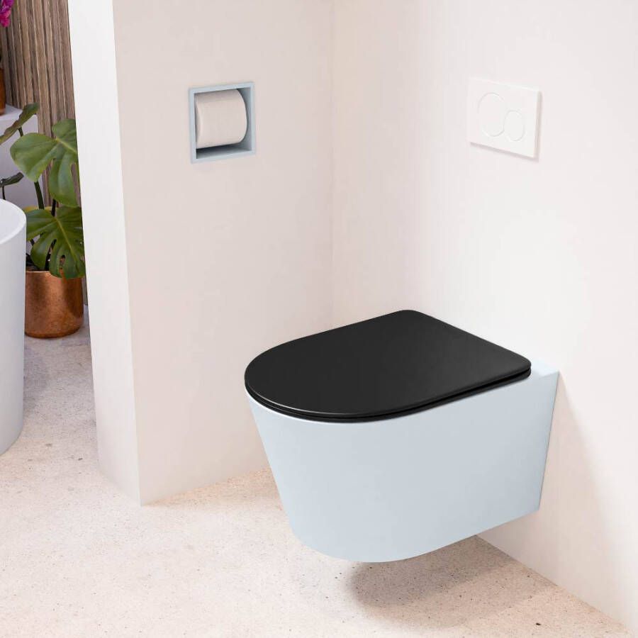 Mondiaz LAVIE hangend toilet single fire rimless diepspoel Clay Toiletzitting met quick-release & softclose Urban