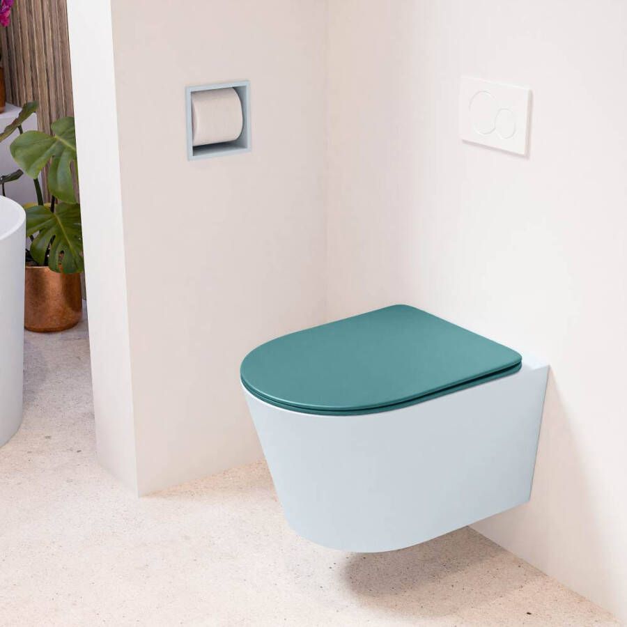 Mondiaz LAVIE hangend toilet single fire rimless diepspoel Clay Toiletzitting met quick-release & softclose Smag