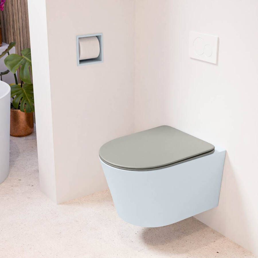 Mondiaz LAVIE hangend toilet single fire rimless diepspoel Clay Toiletzitting met quick-release & softclose Smoke