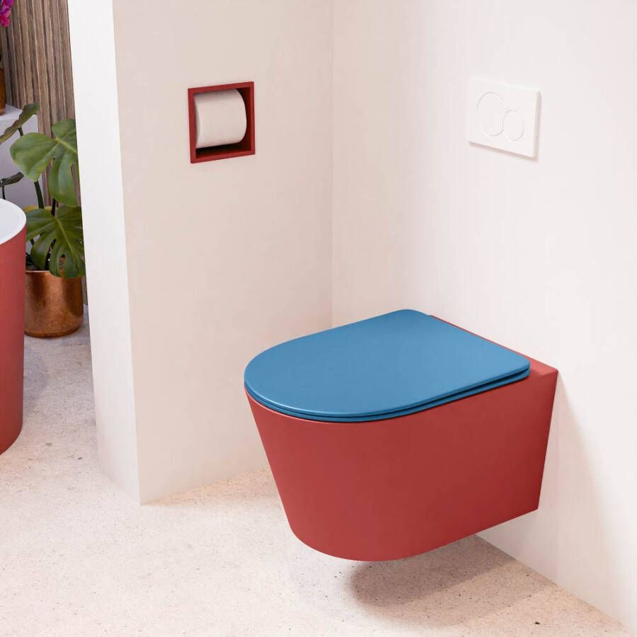 Mondiaz LAVIE hangend toilet single fire rimless diepspoel Fire Toiletzitting met quick-release & softclose Jeans