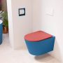 Mondiaz LAVIE wandclosetpack 36x53cm diepspoel rimless Jeans (blauw) softclose quick-release toiletzitting Fire (rood) LAVIEsetJeaFir - Thumbnail 1
