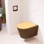 Mondiaz LAVIE wandclosetpack 36x53cm diepspoel rimless Rust (bruin) softclose quick-release toiletzitting Ocher (geel) LAVIEsetRusOch - Thumbnail 1