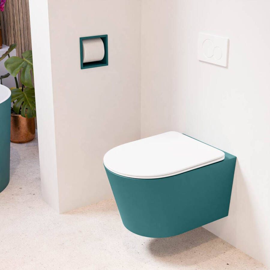 Mondiaz LAVIE hangend toilet single fire rimless diepspoel Smag Toiletzitting met quick-release & softclose Talc
