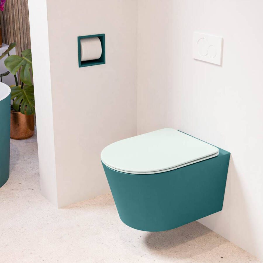 Mondiaz LAVIE hangend toilet single fire rimless diepspoel Smag Toiletzitting met quick-release & softclose Greey