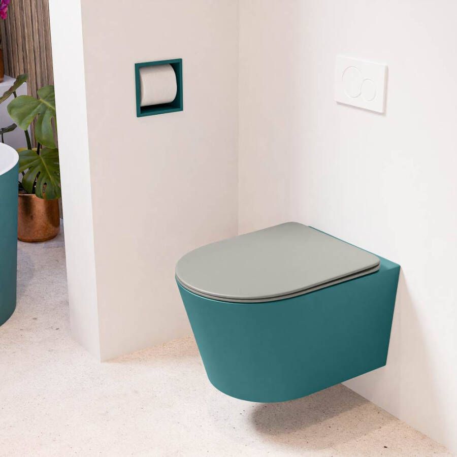 Mondiaz LAVIE hangend toilet single fire rimless diepspoel Smag Toiletzitting met quick-release & softclose Smoke