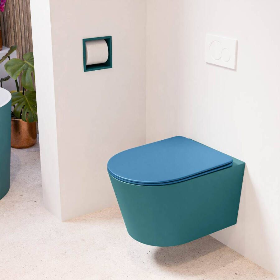 Mondiaz LAVIE hangend toilet single fire rimless diepspoel Smag Toiletzitting met quick-release & softclose Jeans