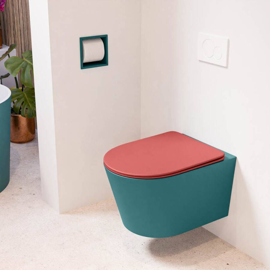Mondiaz LAVIE hangend toilet single fire rimless diepspoel Smag Toiletzitting met quick-release & softclose Fire