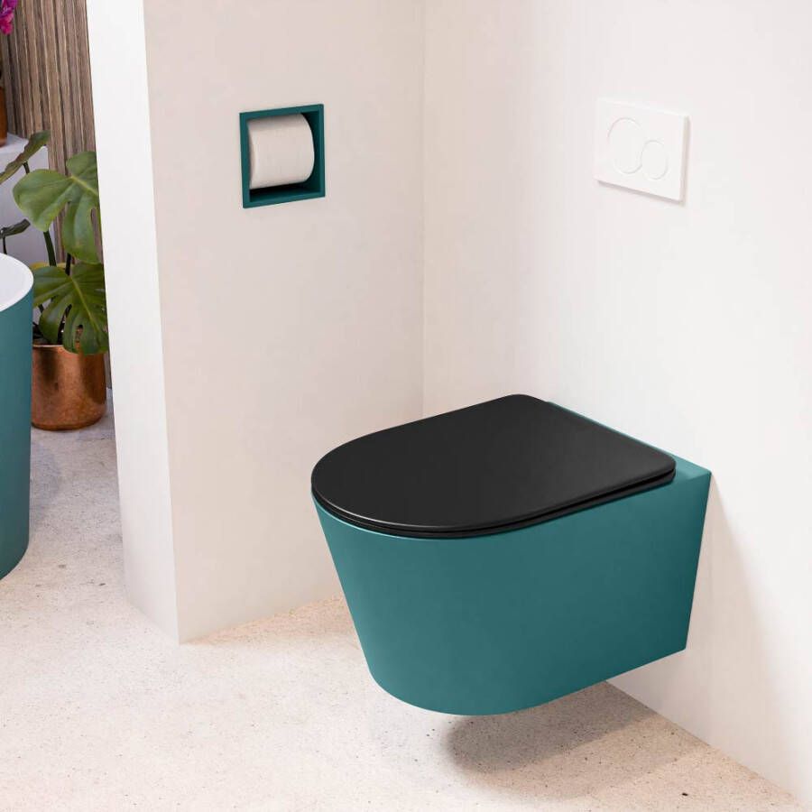 Mondiaz LAVIE hangend toilet single fire rimless diepspoel Smag Toiletzitting met quick-release & softclose Urban
