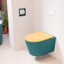 Mondiaz LAVIE wandclosetpack 36x53cm diepspoel rimless Smag (blauw) softclose quick-release toiletzitting Ocher (geel) LAVIEsetSmaOch - Thumbnail 1