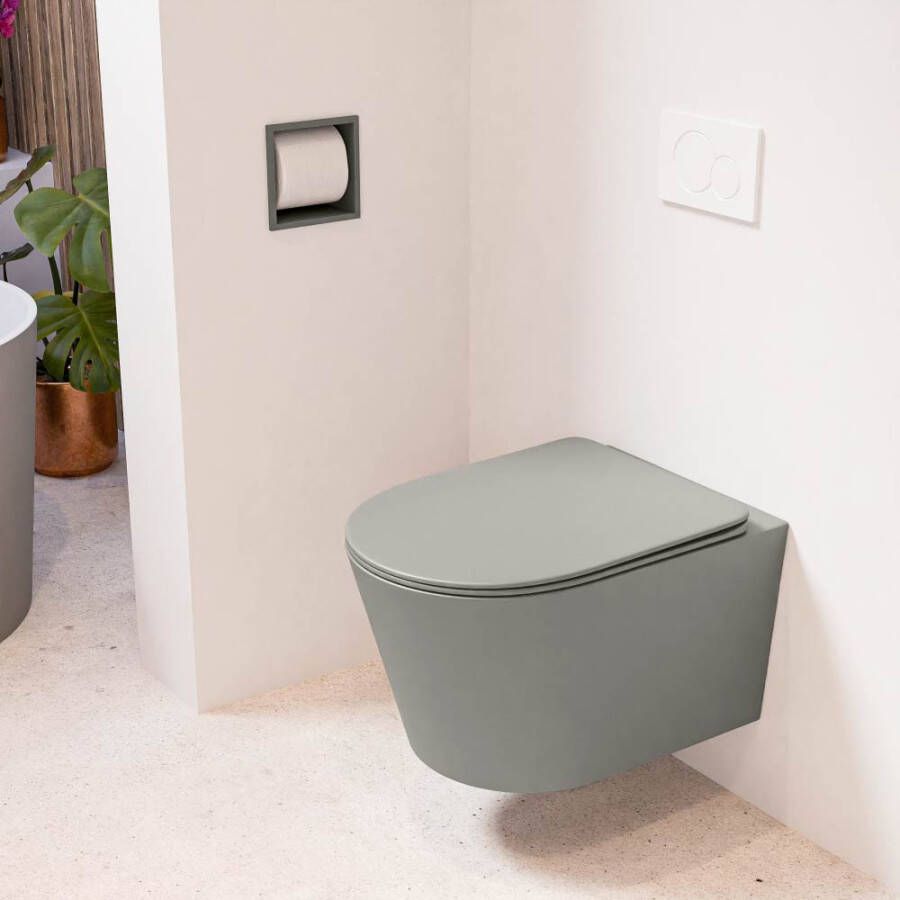 Mondiaz LAVIE hangend toilet single fire rimless diepspoel Smoke Toiletzitting met quick-release & softclose Smoke