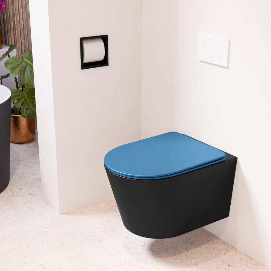 Mondiaz LAVIE hangend toilet single fire rimless diepspoel Urban Toiletzitting met quick-release & softclose Jeans
